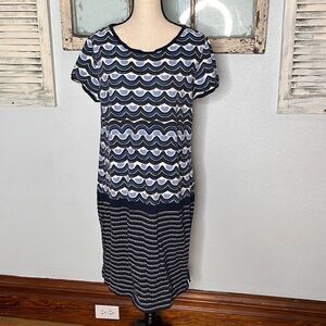 Tommy Bahama Women's Shift Dress Cotton Scalloped Print Multicolor Size Large